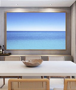 Quadro Horizontal Mar Azul Calmo Céu Claro Limpo Natureza Canvas Moldura