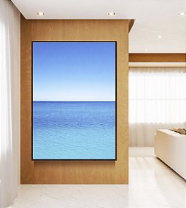 Quadro Vertical Mar Azul Calmo Céu Claro Limpo Natureza Canvas Moldura