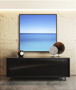 Quadro Quadrado Mar Azul Calmo Céu Claro Limpo Natureza Canvas Moldura