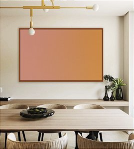 Quadro Horizontal Abstrato Degradê Rosa Salmão Bronze Canvas Moldura