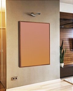 Quadro Vertical Abstrato Degradê Rosa Salmão Bronze Canvas Moldura