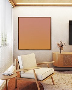 Quadro Quadrado Abstrato Degradê Rosa Salmão Bronze Canvas Moldura
