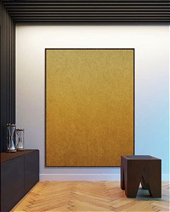 Quadro Vertical Abstrato Degradê Mostarda Amarelo Ouro Canvas Moldura