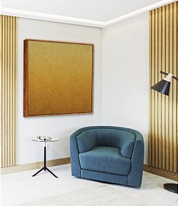 Quadro Quadrado Abstrato Degradê Mostarda Amarelo Ouro Canvas Moldura