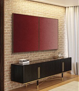 Duo de Quadros Abstrato Degradê Vermelho Rosa Canvas Moldura