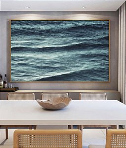 Quadro Horizontal Alto Mar Azul Turquesa Ondulado Natureza Canvas Moldura