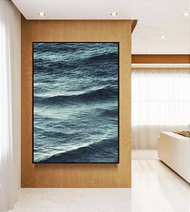 Quadro Vertical Alto Mar Azul Turquesa Ondulado Natureza Canvas Moldura