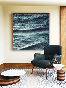 Quadro Quadrado Alto Mar Azul Turquesa Ondulado Natureza Canvas Moldura
