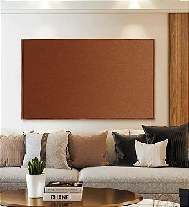 Quadro Horizontal Abstrato Degradê Laranja Cobre Canvas Moldura