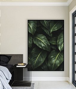 Quadro Vertical Folhas Verdes Plantas Natureza Paisagem Canvas Moldura