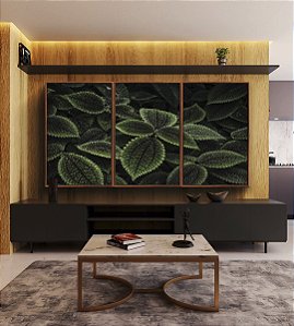 Trio de Quadros Pilea Planta da Amizade Folhas Verdes Natureza Canvas Moldura
