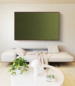 Quadro Horizontal Abstrato Degradê Verde Oliva Canvas Moldura