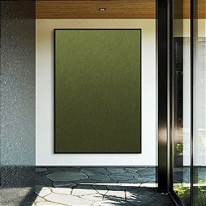 Quadro Vertical Abstrato Degradê Verde Oliva Canvas Moldura