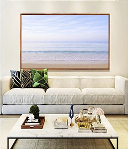 Quadro Horizontal Praia Nascer do Sol Lilás Claro Natureza Canvas Moldura