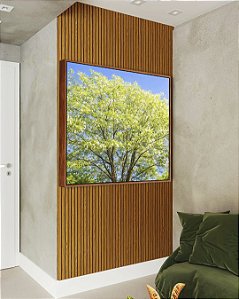 Quadro Quadrado Árvore Verde Claro Céu Azul Claro Natureza Canvas Moldura