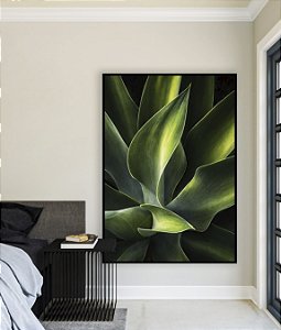 Quadro Vertical Planta Agave-Dragão Folhas Verdes Natureza Canvas Moldura