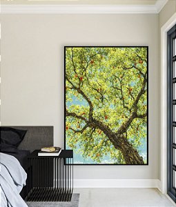 Quadro Vertical Árvore Frutífera Céu Azul Turquesa Natureza Canvas Moldura