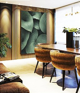 Quadro Vertical Planta Hosta Folhagem Verde Natureza Canvas Moldura