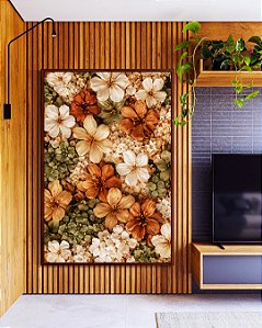 Quadro Vertical Flores Silvestres Cores Neutras Natureza Canvas Moldura