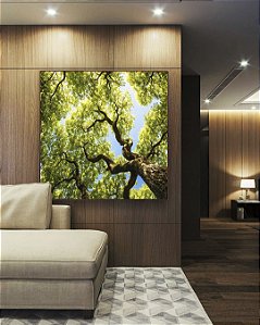 Quadro Quadrado Céu Azul Árvores Verde Intenso Natureza Canvas Moldura