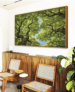 Quadro Horizontal Árvores Folhas Verdes Céu Azul Limpo Natureza Canvas Moldura