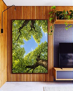 Quadro Vertical Árvores Folhagem Verde Céu Limpo Natureza Canvas Moldura