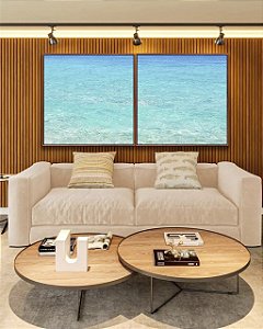 Duo de Quadros Quadrados Mar Azul Paradisíaco Praia Natureza Canvas Moldura