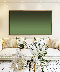 Quadro Horizontal Abstrato Degradê Verde Folha Escuro Canvas Moldura
