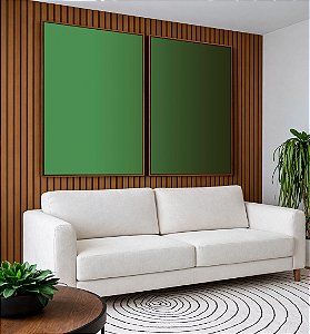 Duo de Quadros Abstrato Degradê Verde Folha Escuro Canvas Moldura