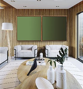 Duo de Quadros Quadrados Abstrato Degradê Verde Folha Escuro Canvas Moldura