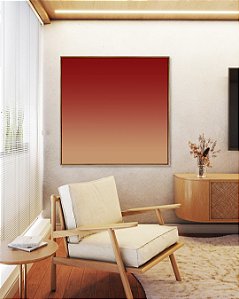 Quadro Quadrado Abstrato Degradê Vermelho Laranja Pêssego Suave Canvas Moldura