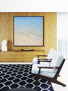 Quadro Quadrado Praia Branca Luminosa Mar Azul Claro Canvas Moldura