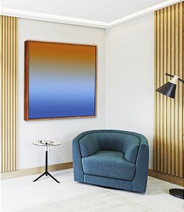 Quadro Quadrado Abstrato Degradê Laranja Azul Canvas Moldura