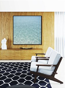 Quadro Quadrado Mar de Água Clara Iluminado Transparente Canvas Moldura