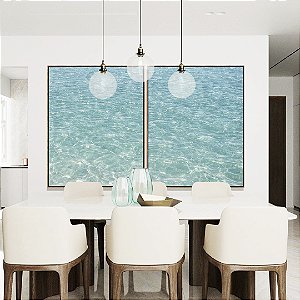 Duo de Quadros Mar de Água Clara Iluminado Transparente Canvas Moldura