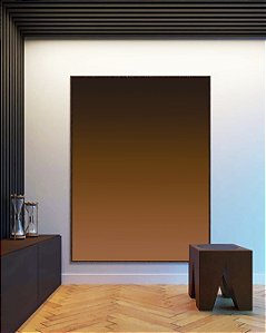 Quadro Vertical Abstrato Degradê Marrom Terracota Chocolate Canvas Moldura