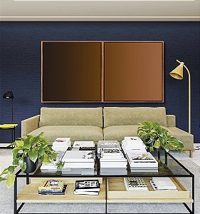 Duo de Quadros Quadrados Abstrato Degradê Marrom Terracota Chocolate Canvas Moldura