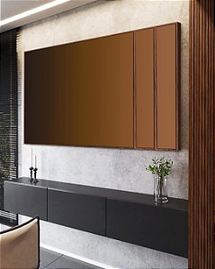 Trio de Quadros Estilizados Abstrato Degradê Marrom Terracota Chocolate Canvas Moldura