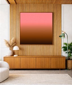 Quadro Quadrado Abstrato Degradê Rosa Antigo Marrom Chocolate Canvas Moldura