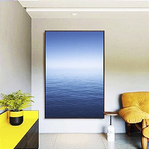 Quadro Vertical Mar Azul Profundo Céu Azul Relaxante Canvas Moldura