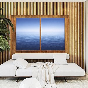 Duo de Quadros Mar Azul Profundo Céu Azul Relaxante Canvas Moldura