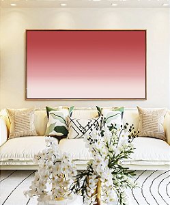 Quadro Horizontal Abstrato Degradê Rosa Claro Areia Canvas Moldura