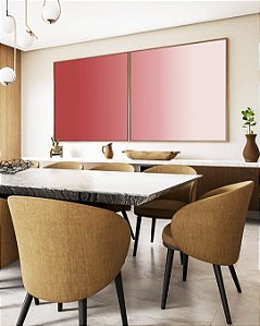 Duo de Quadros Quadrados Abstrato Degradê Rosa Claro Areia Canvas Moldura