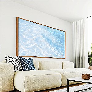 Quadro Horizontal Mar Azul Claro Reflexos do Sol Areia Canvas Moldura