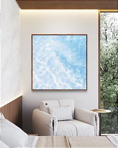 Quadro Quadrado Mar Azul Claro Reflexos do Sol Areia Canvas Moldura