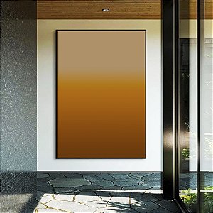 Quadro Vertical Abstrato Degradê Areia Bronze Cobre Canvas Moldura
