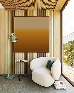 Quadro Quadrado Abstrato Degradê Areia Bronze Cobre Canvas Moldura