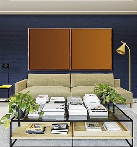 Duo de Quadros Quadrados Abstrato Degradê Marrom Terra Cobre Canvas Moldura