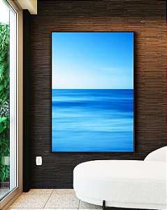 Quadro Vertical Mar Azul Calmo Céu Claro Efeito Movimento Canvas Moldura