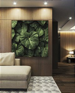 Quadro Quadrado Folhagem Verde de Planta Antúrio Tropical Natureza Canvas Moldura